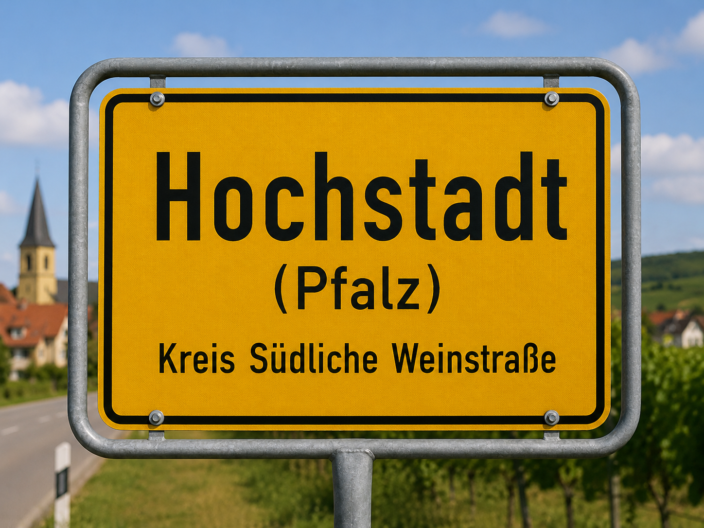 Ortsschild Hochstadt Pfalz – Immobilienmakler Hochstadt, Immobilienagentur Jubelt